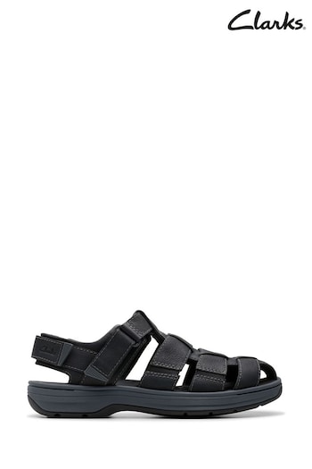 Clarks Black Leather Saltway Cove Sandals (B59033) | £90