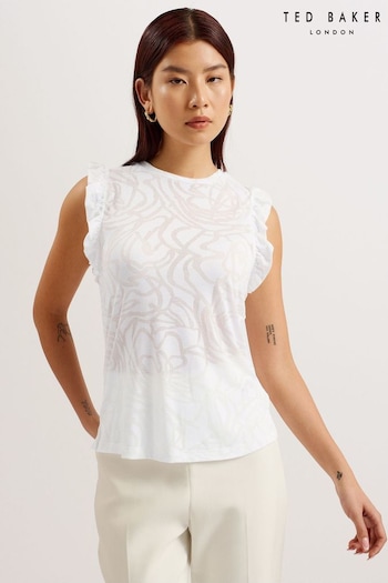 Ted Baker White Frill Sleeve Iilaa Top (B59111) | £55