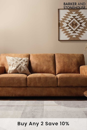Barker and Stonehouse Brown Kansas Leather 3 Seater Sofa (B59160) | £1,345