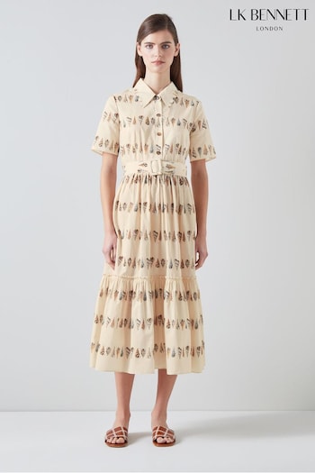LK Bennett Bella Shell Print Cotton Shirt Dress (B59199) | £329