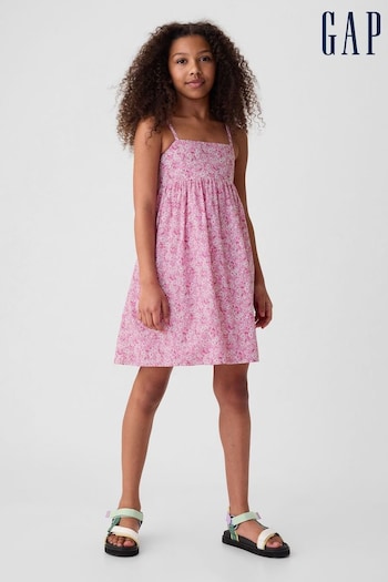 Gap Pink Cotton Floral Square Neck Smock Dress (4-13yrs) (B59262) | £30