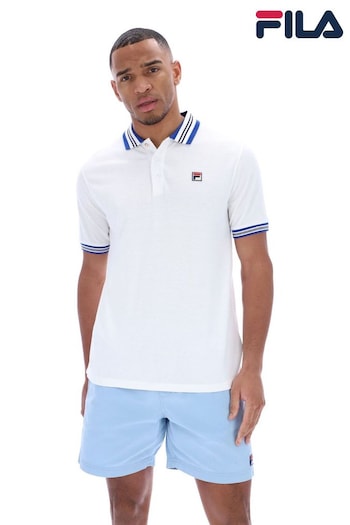 Fila Meias White Faraz Tipped Rib Polo Shirt (B59282) | £40