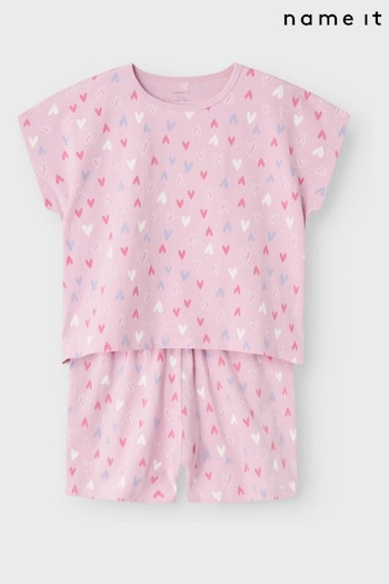 Name It Purple Short Sleeve Printed Pyjamas (B59343) | £17