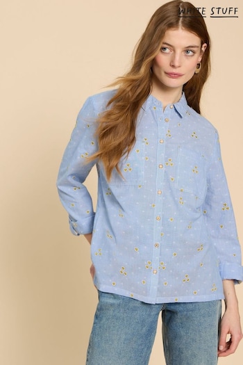 White Stuff Blue Sophie Heart Embroidered Shirt (B59466) | £59