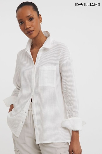 JD Williams Textured Stripe Fabric White Shirt (B59482) | £28