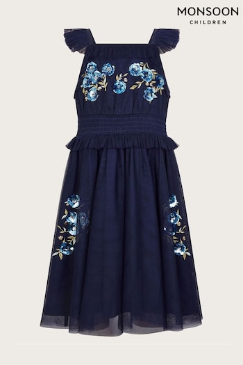Monsoon Blue Ria Sequin Embellished Dress (B59595) | £48 - £58