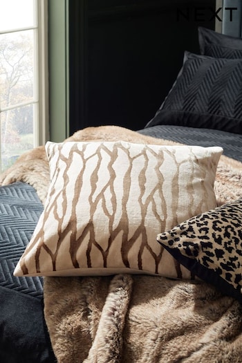 Champagne Gold Zebra Velvet Cushion (B59619) | £0