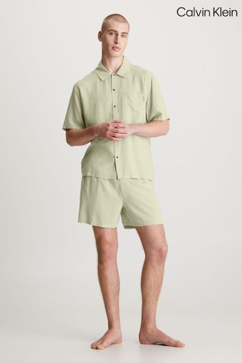 Calvin mcl Klein Green Button Down Shirt Shorts Set (B59652) | £95