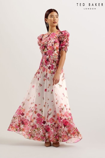 Ted Baker Pink Alviano Puff Sleeve Maxi Dress (B59775) | £350