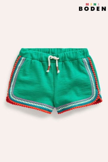 Boden Green Pom Trim Jersey metallic Shorts (B59812) | £19 - £21