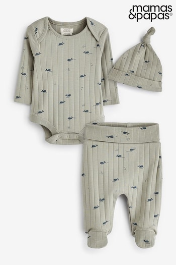 Mamas & Papas Grey Whale Print All In One Set 3 Piece (B59815) | £25