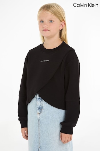 Calvin handbag Klein Logo Boxy Black Sweatshirt (B59865) | £55 - £65