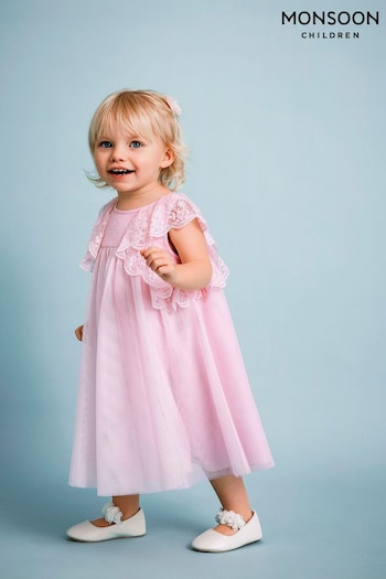 Monsoon Baby Pink Charlotte Frill Dress (B59981) | £38 - £40
