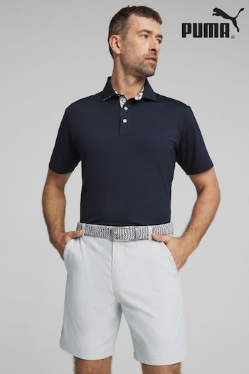 Puma Underwear x Arnold Palmer Blue Floral Trim Mens Polo Shirt (B59989) | £55
