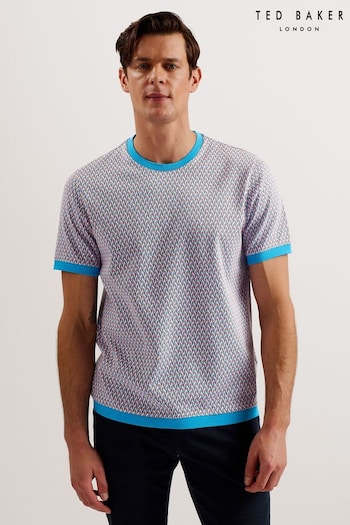Ted Baker Blue Finity Short Sleeve Regular Jacquard T-Shirt (B60024) | £55