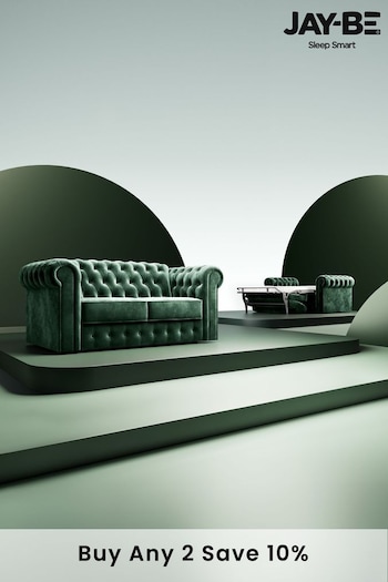 Jay-Be Luxe Velvet Bottle Green Chesterfield 2 Seater Sofa Bed (B60091) | £4,000