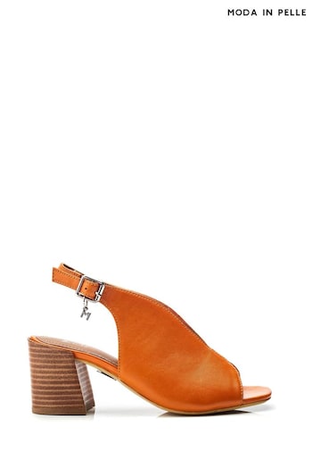Moda in Pelle Orange Lonnia Block Stacked Heel Chrissi Upper Sandals (B60111) | £79