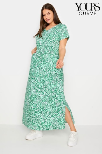 Yours Curve Green Side Split Drawcord Maxi Dress (B60117) | £31