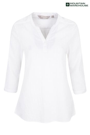 Mountain Warehouse White top-stitcheds Relaxed Fit Petra 3/4 Sleeve Top (B60190) | £29