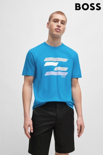 BOSS Blue Flag-Inspired Graphic Print T-Shirt (B60242) | £69