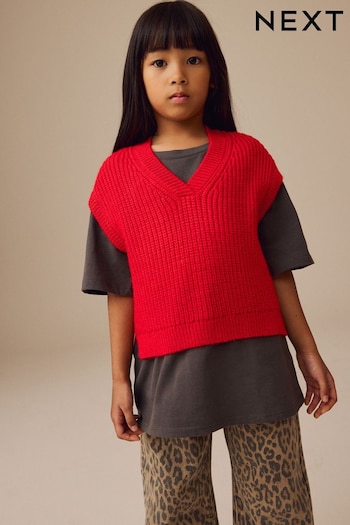 Red Knitted Tank (3-16yrs) (B60383) | £17 - £22