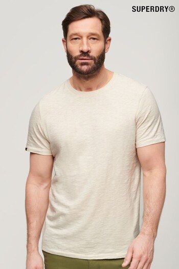 Superdry Cream Crew Neck Slub Short Sleeved T-Shirt (B60520) | £23