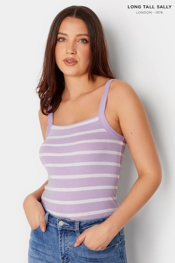 Long Tall Sally Purple Stripe Square Neck Vest (B60567) | £26