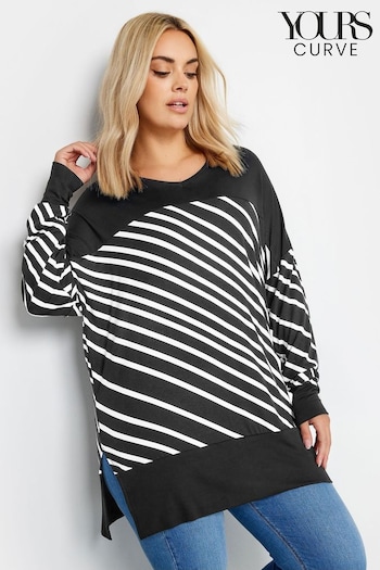 Yours Curve Black Striped Print Top (B60569) | £27