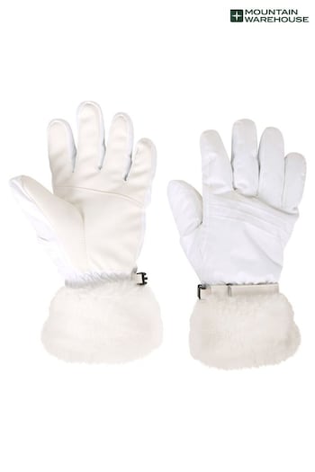 Mountain Warehouse White Womens Parallax Waterproof Ski Gloves (B60579) | £31