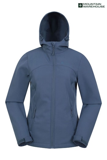 Mountain Warehouse Blue Womens Exodus Water Resistant Softshell Jacket (B60613) | £59