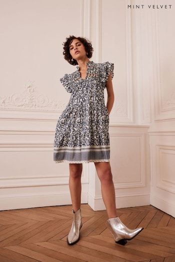 Mint Velvet Blue Print Mini Dress (B60645) | £109