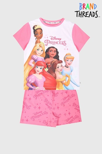 Brand Threads Pink Girls Disney Princess Shorty Pyjamas (B60768) | £16