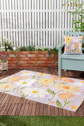 Wylder Nature Lilac Wildflowers Outdoor/Indoor Washable Rug (B60771) | £48