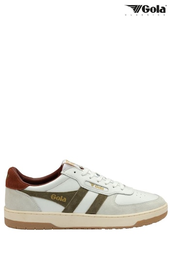 Gola Off White Mens Hawk Leather Lace-Up Trainers (B60877) | £85