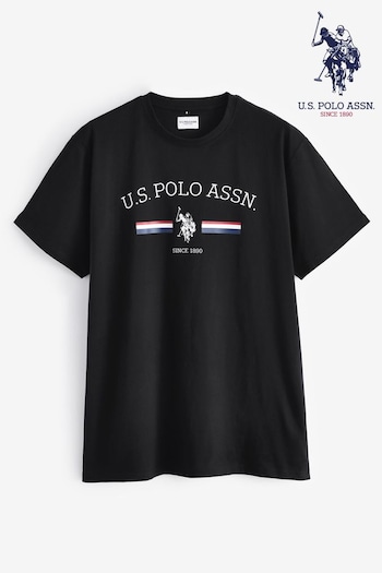 U.S. Polo Assn. Mens Big And Tall Stripe Rider Black T-Shirt (B60959) | £30