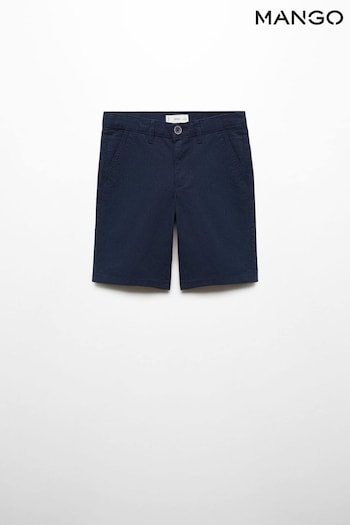 Mango Blue Striped Cotton Bermuda Shorts (B61011) | £20