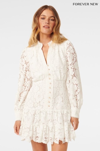 Forever New White Evie Petite Lace Mini Dress (B61166) | £120