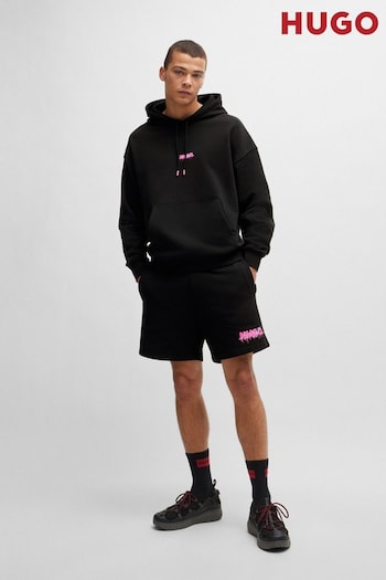 HUGO Cotton-Terry Black Shorts With New-Season Logo (B61213) | £99