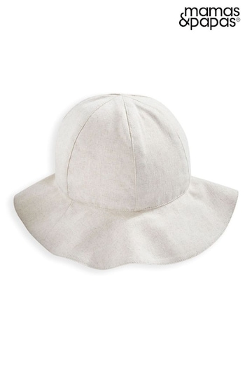Mamas & Papas Laura Ashley Unisex Stripe Linen Grey Hat (B61381) | £14
