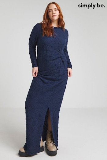 Simply Be Blue Textured Midi Dress (B61464) | £36