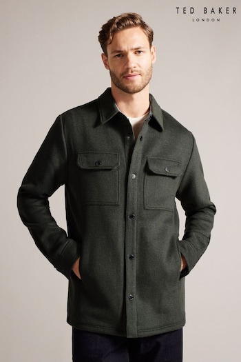 Ted Baker Green Aderbry Wool Blend Overshirt (B61479) | £150