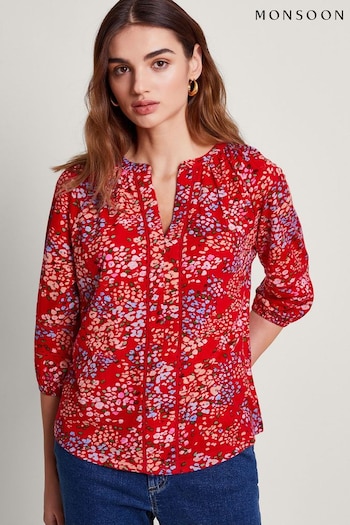 Monsoon Red Micola Print Top (B61504) | £45