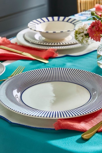 Spode Blue Steccato Dinner Set of 4 Dinner Plates (B61524) | £80