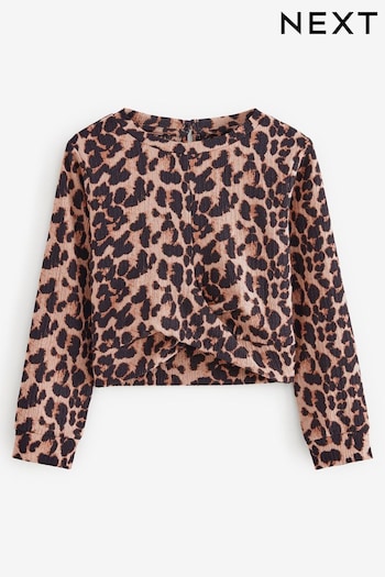 Animal Wrap Front Textured Long Sleeve Top (3-16yrs) (B61536) | £12 - £17
