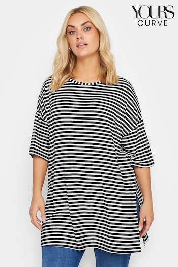 Yours Curve Black Striped Oversized Top (B61547) | £22