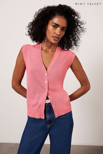 Mint Velvet Pink Wool Blend Knit Vest Top (B61572) | £69