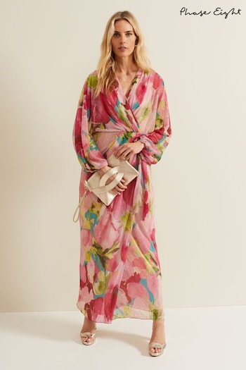 Phase Eight Multi Pink Cosmina Pleat Shimmer Maxi Dress (B61625) | £169