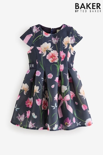 Baker by Ted Baker Navy Floral Airtex Scuba Dress (B61626) | £42 - £49