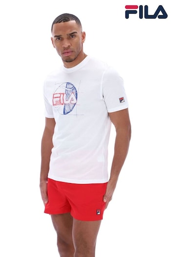 Fila White FS1SIA1165X_WWT Fila Dixon Front Graphic White T-Shirt (B61648) | £25