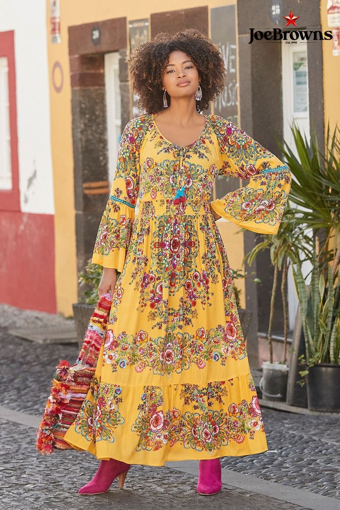 Long yellow outlet floral dress